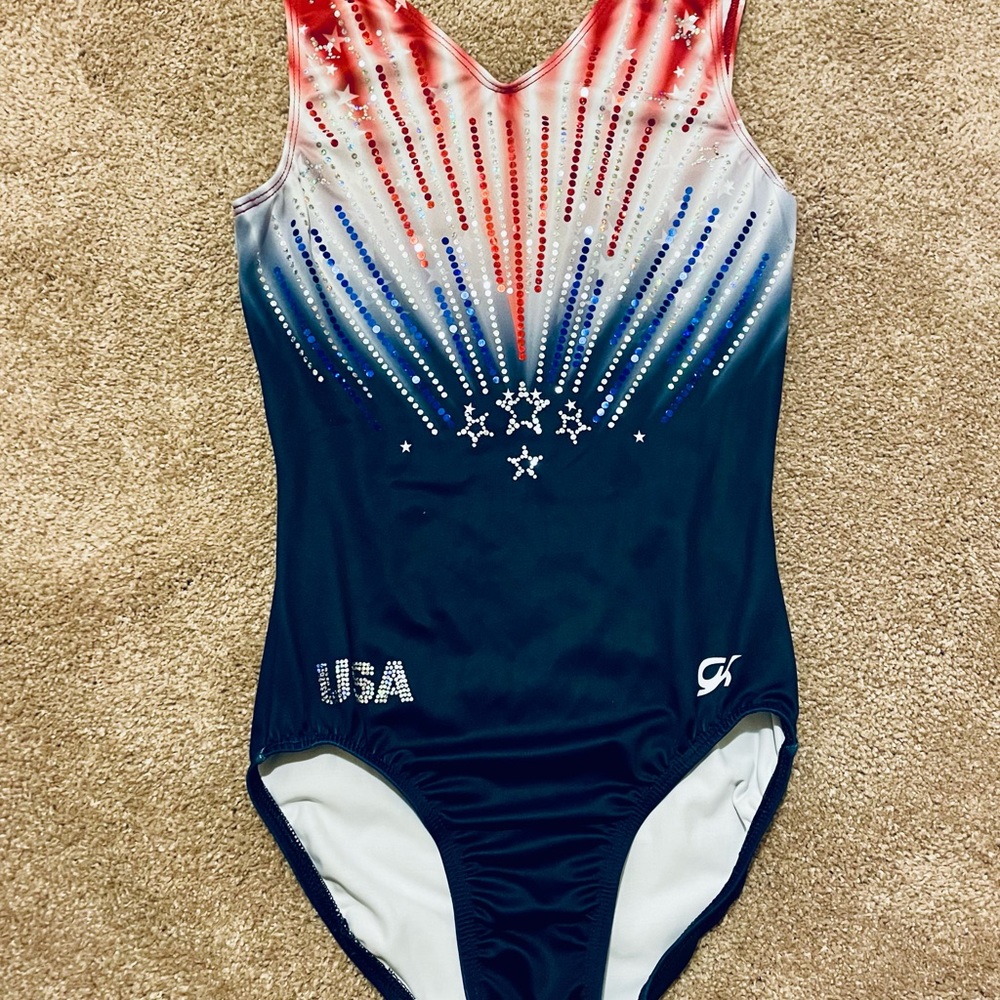 GOLD OVER AMERICA 🥇GK Adult Small Leotard